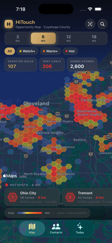 County-wide heat map of sell probability